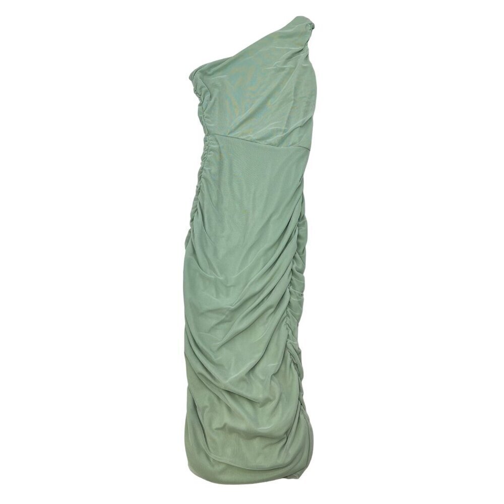 Love x Design One Shoulder Ruched Midi Bodycon Dress Mint Green Size XS